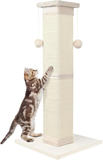 Cat Scratching Post 33 Inch Nature Sisal Cat Scratch Post for Indoor Cats, Large Cat Scratcher Protect Your Furniture
