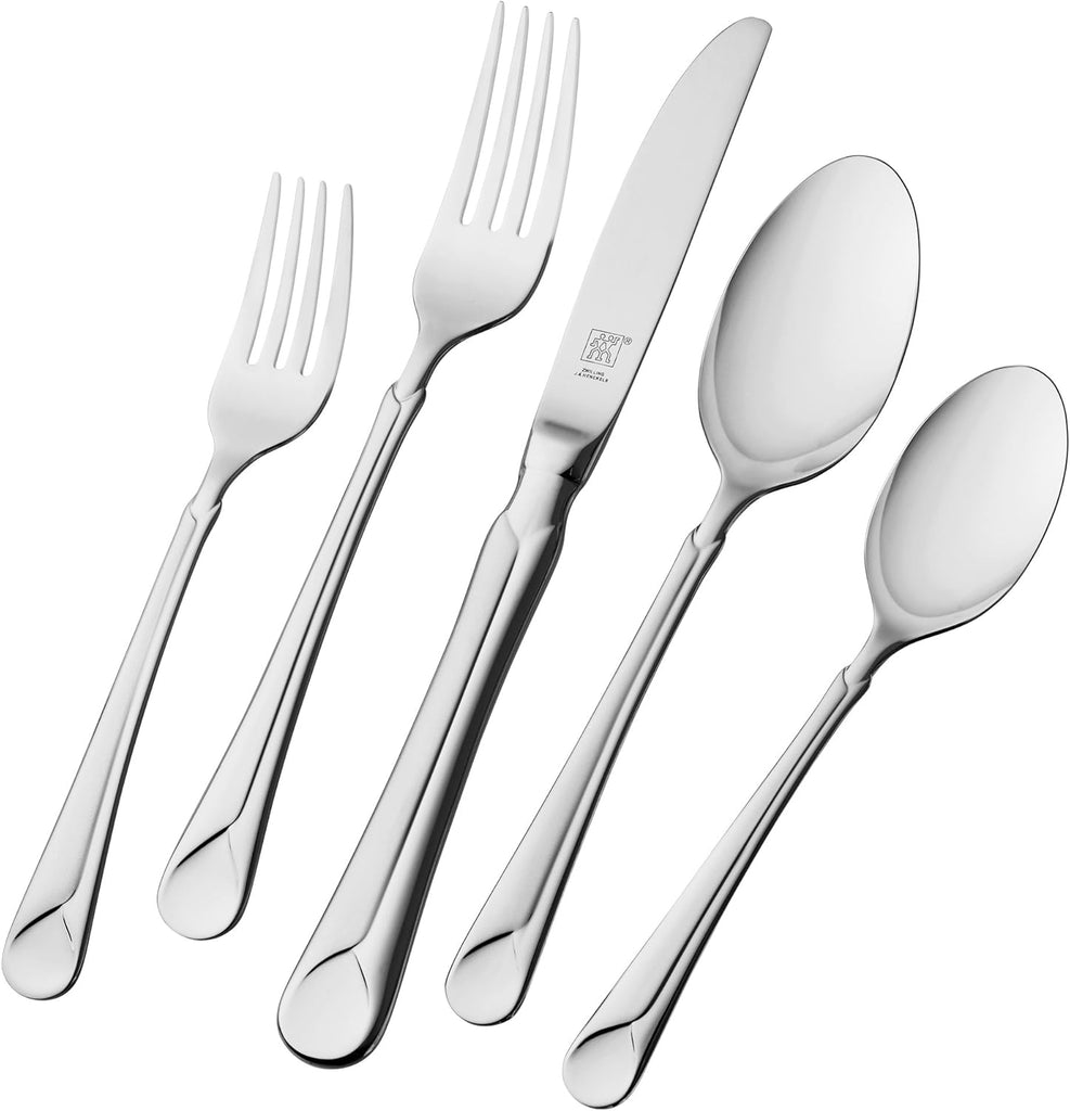 Provence 45-Piece Flatware Set, 18/10 Stainless Steel, Dual Mirror-Satin Finish, Service for 8
