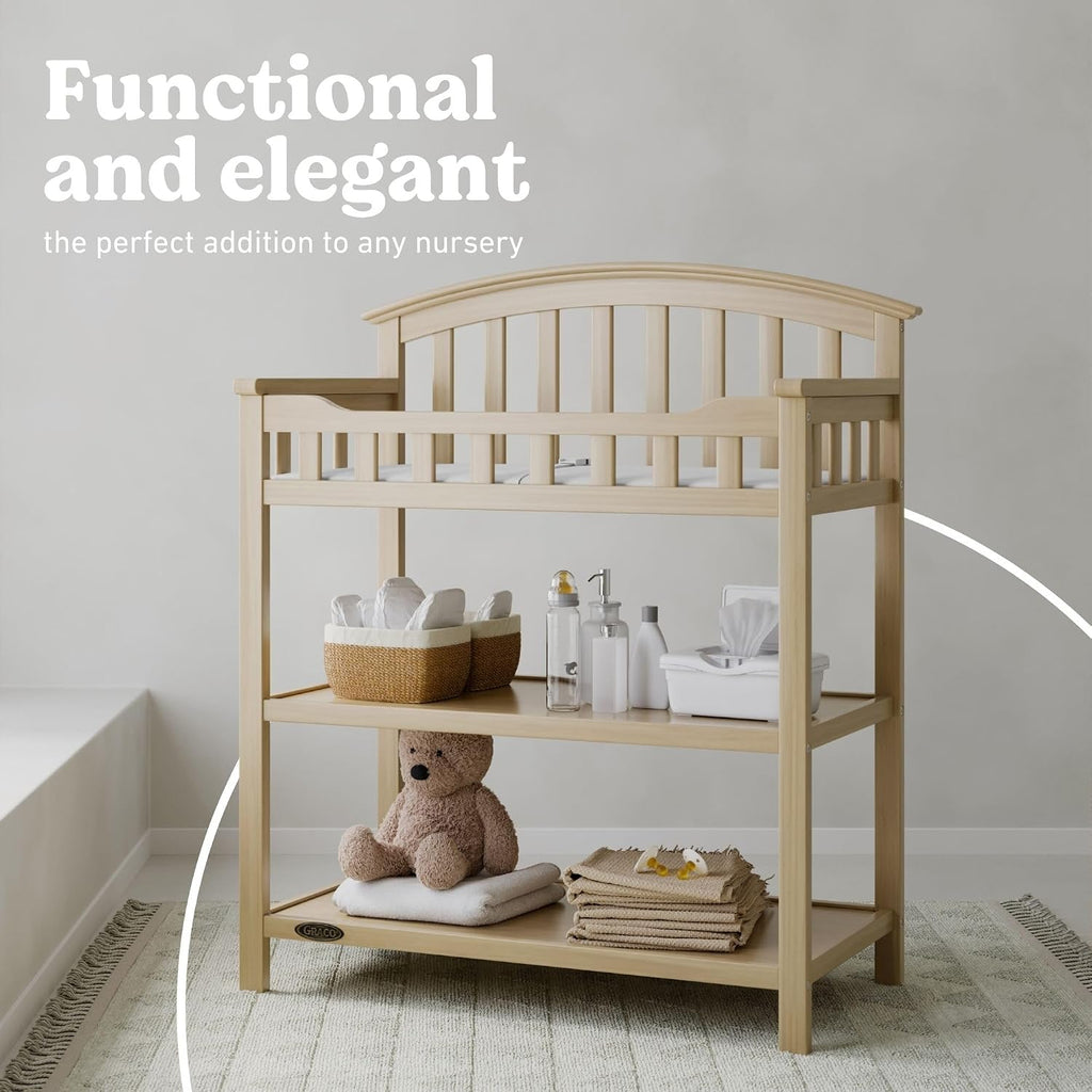 Changing Table with Water-Resistant Changing Pad, Driftwood | GREENGUARD Gold Certified Nursery Changing Table