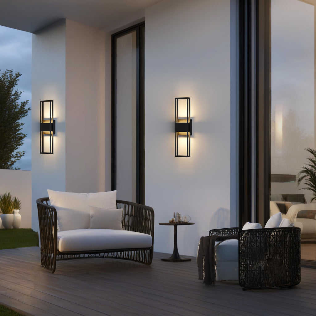 20 Inch Modern Outdoor Wall Light 3000K 16W Integrated LED, IP65 Waterproof Matte Black Exterior Lighting