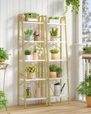 Ladder Shelf, Bookshelf Bookcase, Freestanding Corner Storage Shelve with 2 Hooks, Industrial