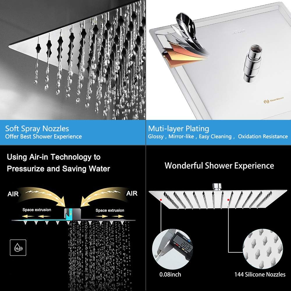 Square Rain Shower Head With Extension Arm