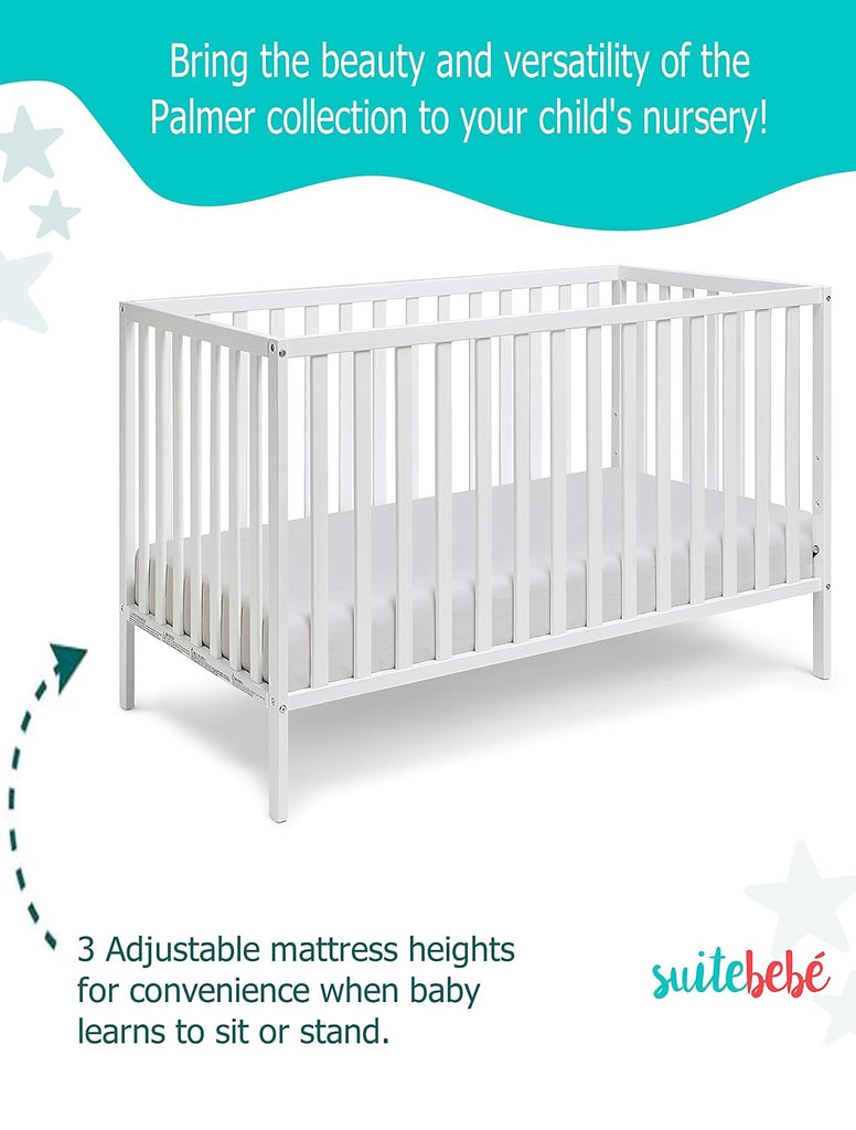 3 in 1 Convertible Baby Crib, White