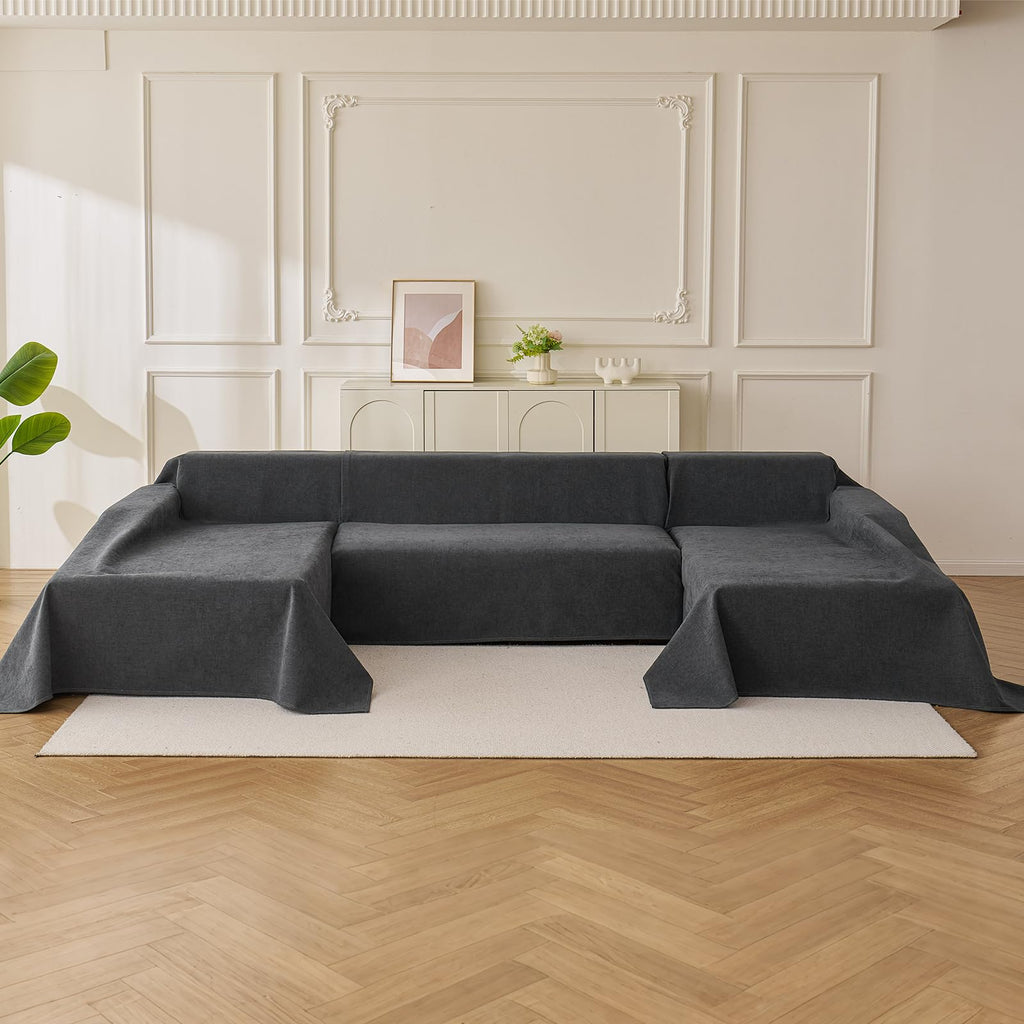 Sectional Couch Covers U Shape, 3 Pieces Waterproof Sofa Cover for Sectional Sofa, Non Slip U Shaped Couch Cover with