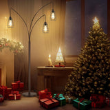 Industrial Floor Lamp, 3 Light Arc Floor Lamps, 76 Inch Tall Standing Lamp with Metal Cage Shades & Foot Switch