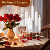 8 Pcs 5 Arm Acrylic Candelabra Centerpieces Clear Candelabra Candle Holder Crystal Taper Candlestick with Rectangular