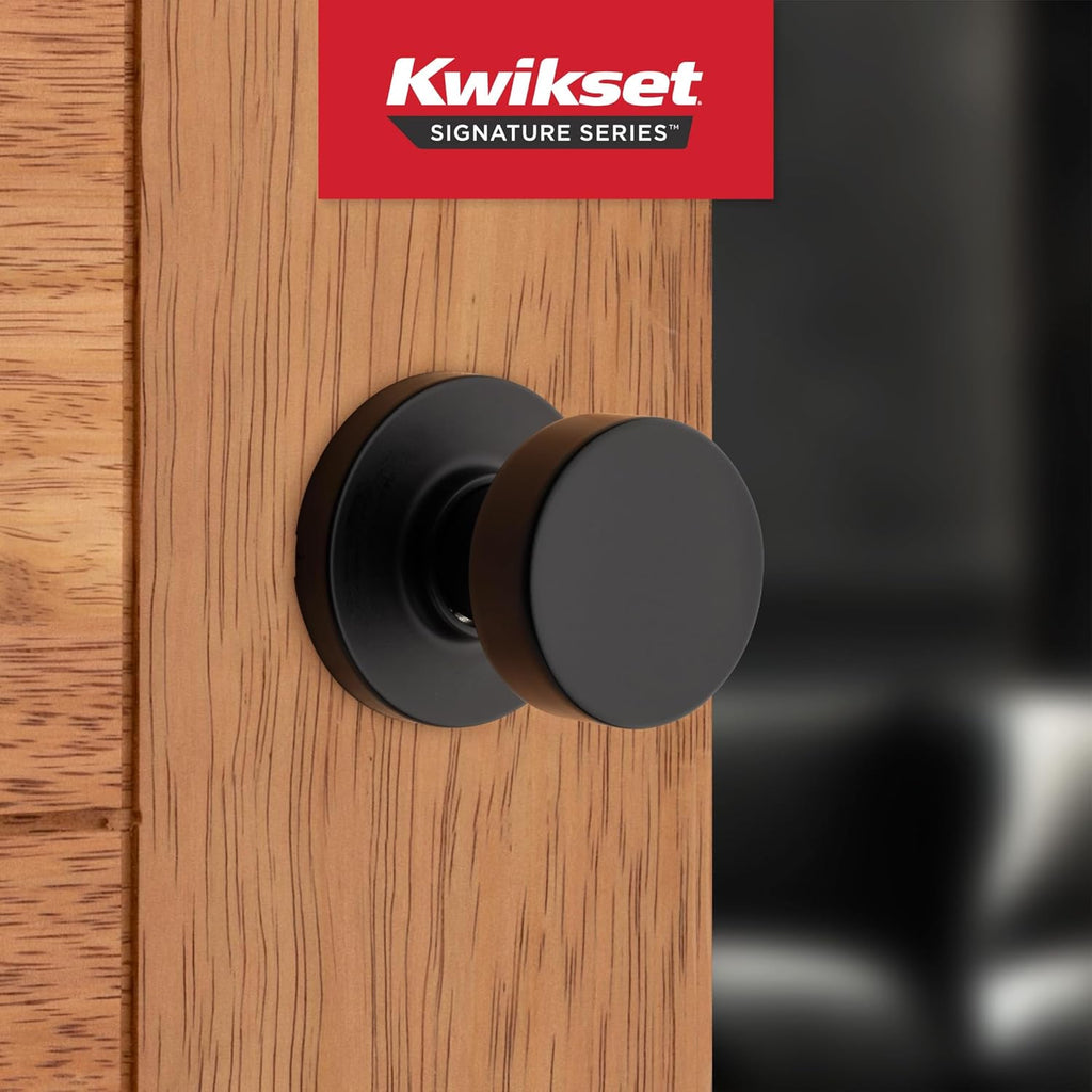 Pismo Interior Passage Door Knob, Handle and Hallway Doors, Non-Locking Doorknob in Matte Black