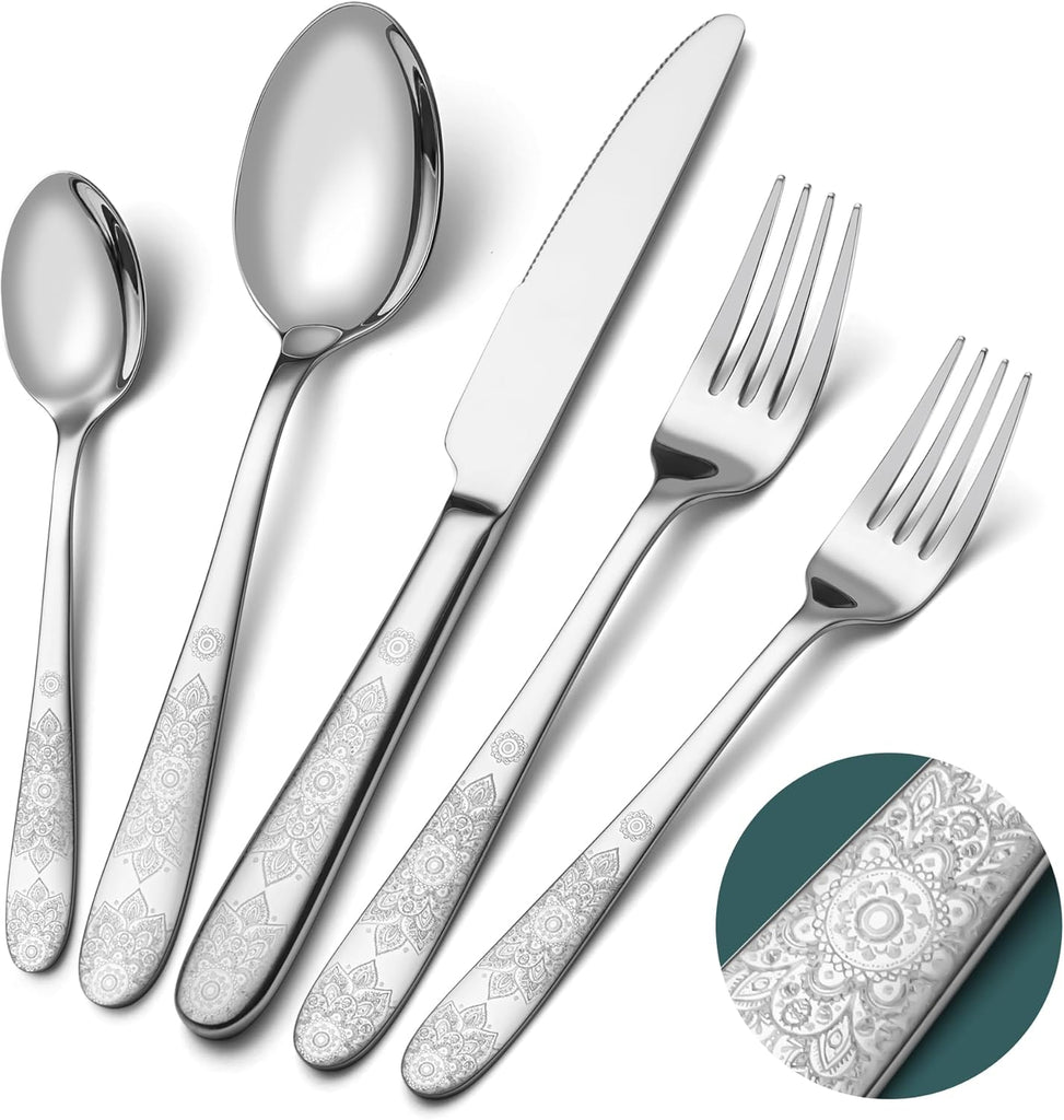 40-Piece Flatware Set, Service for 8, Premium Stainless Steel Cutlery Set