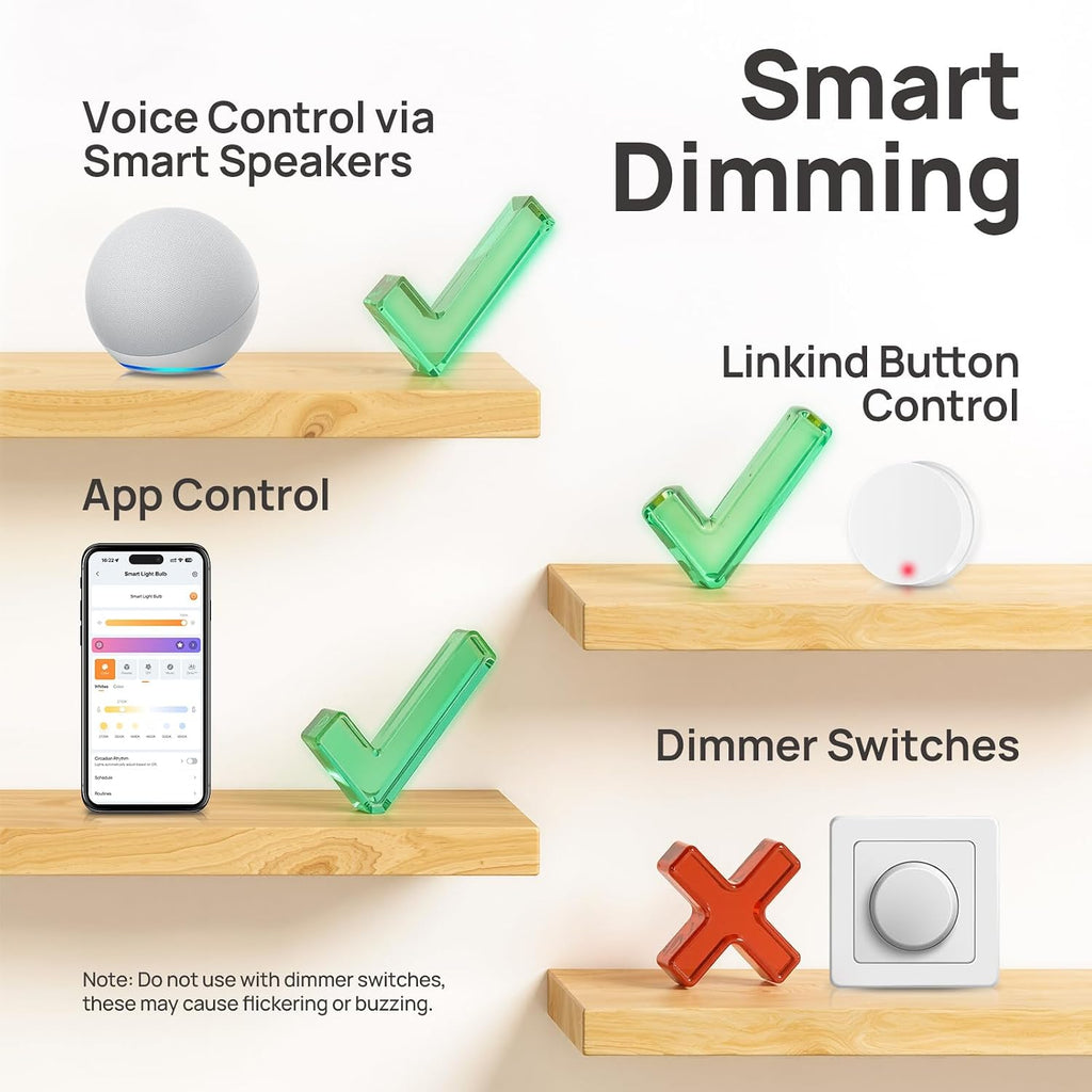 Smart Light Bulbs, Warm White to Daylight (2700K-6500K), Alexa Light Bulbs, Work with Alexa, Google Home, , 60W