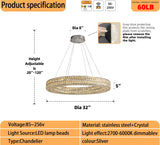 47.5 inch Large Ring Chandelier Round Crystal Chandelier Light Fixtures for Dining & Living Room Ring Pendant Hanging Ceiling Light Led Dimmable 2700k-6000k A122-B0C3V5Q871