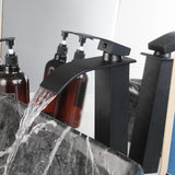 Black Marble Bathroom Vessel Sink With Faucet and Drain 19x15 Inch Rectangular Ceramic Sink Marbling Basin Bowls Above
