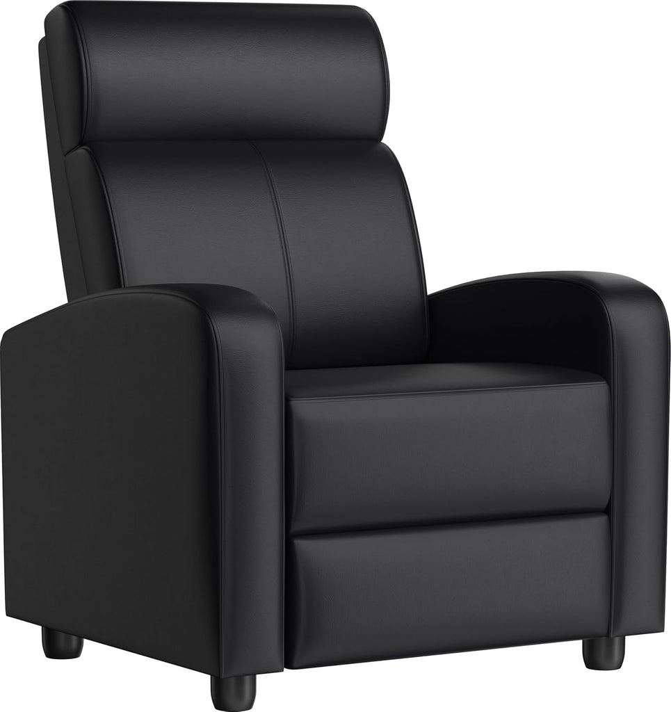 Recliner Chair PU Leather Recliner Sofa Home Theater Seating with Lumbar Support Overstuffed High-Density Foam &