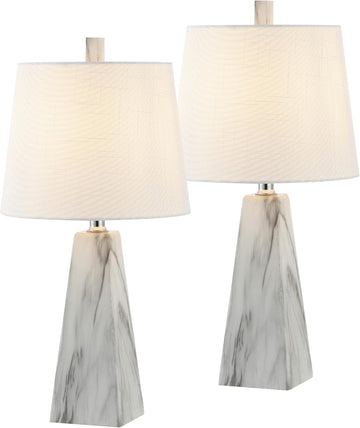 20.5" White Marble Finish Modern Resin Table Lamp Living Room