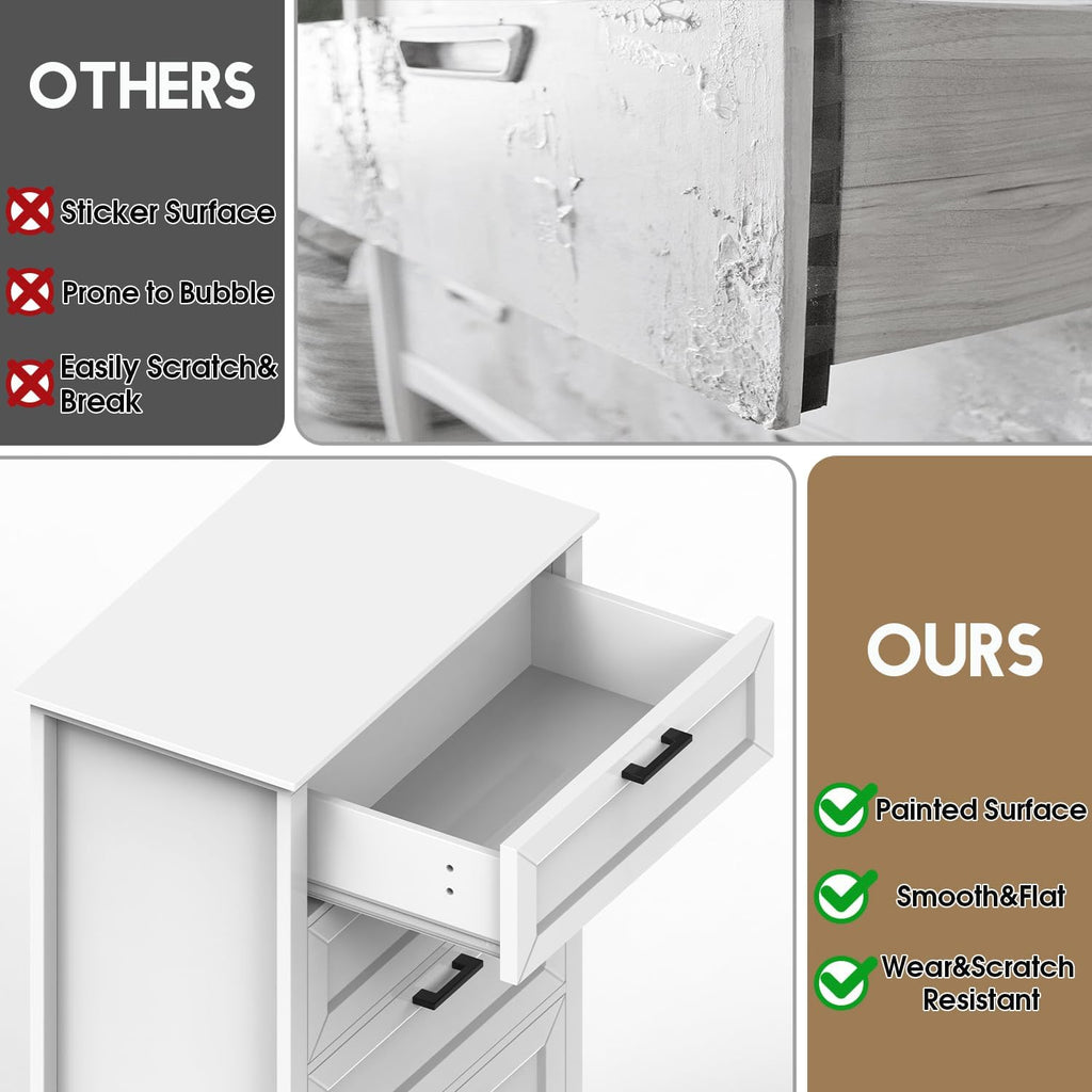 Tall White 6 Drawer Dresser, Wood Vertical Chest of Drawers , 55" H Modern Lingerie Dressers for Closet, Living Room