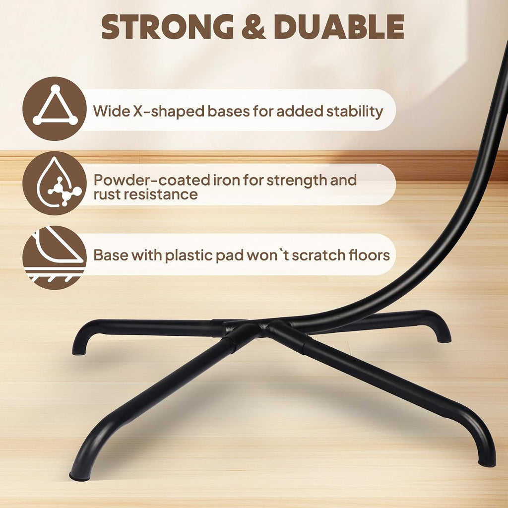 Hanging Egg Chair Stand,Strong Iron Hammock Chairs Frame with Spring Hook Stable Base,Heavy Duty Swing Chair Stands