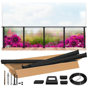 12ft-16ft Modular 42in Cable Railing System for Deck with Handrail