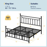 14 Inch King Metal Platform Bed Frame with Victorian Vintage Headboard and Footboard/Mattress Foundation/Under Bed