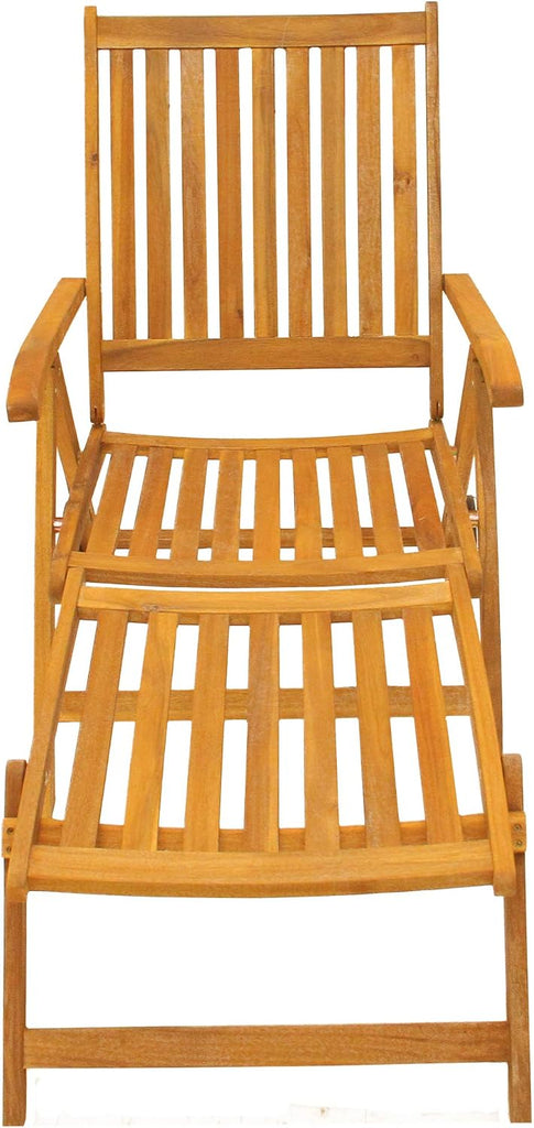 Acacia Wood Outdoor Patio Chaise Lounge Chair