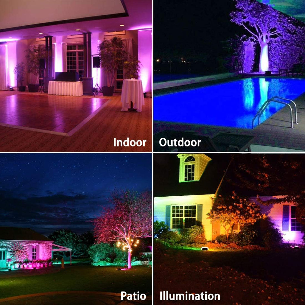 Led Flood Light Outdoor, 50W RGB Color Changing Landscape Lighting | Remote Control, Timing - 12 Colors - 4 Modes