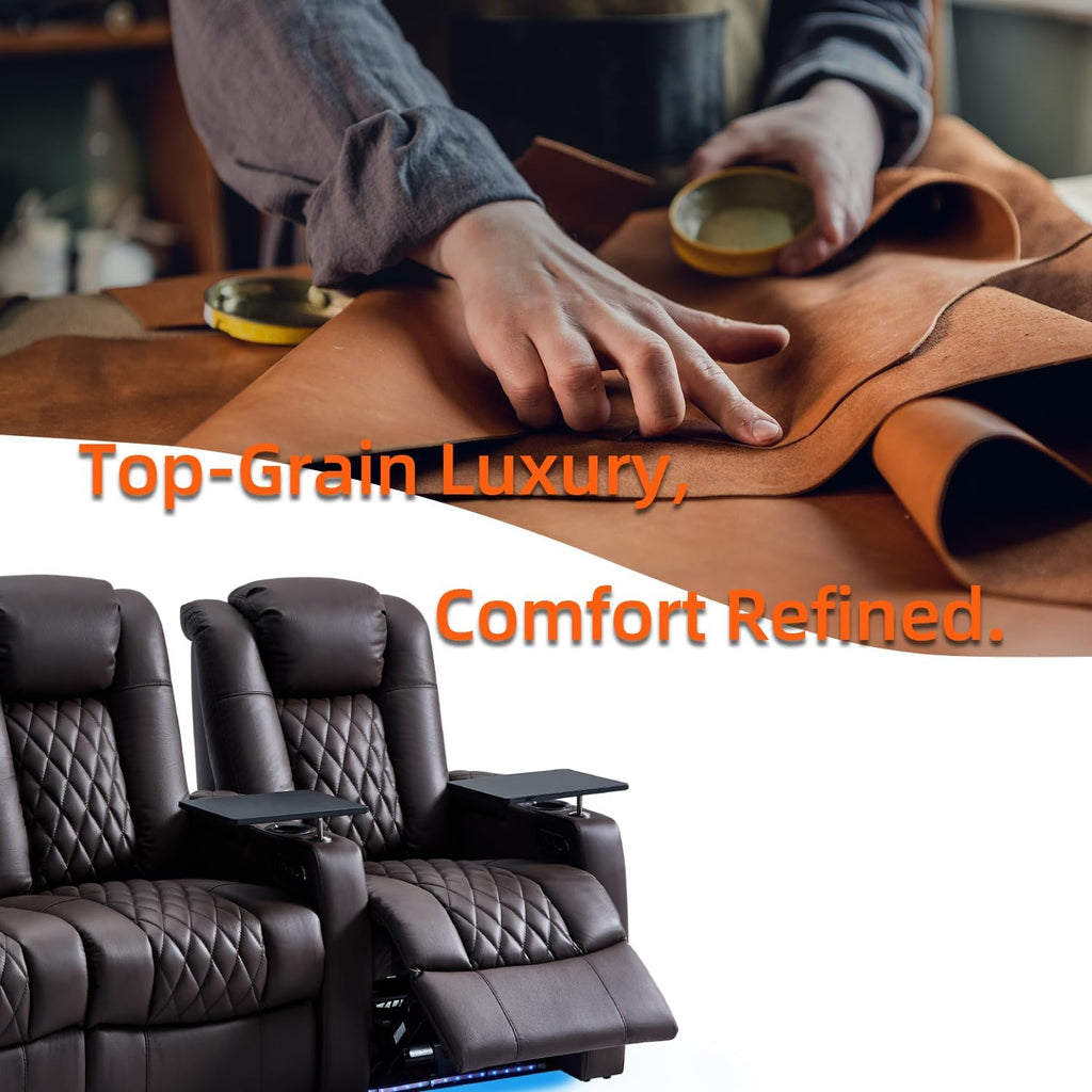 Home Theater Seating seats Classic Series Top Grain Nappa Leather Recliner Chair Dual Power Movie Theater Chairs