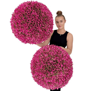 23" XL Hot Pink Artificial Topiary Balls, Set of 2