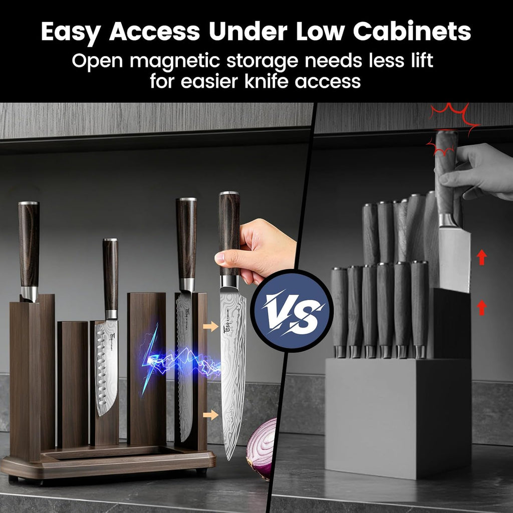 15-Piece Kitchen Knife Set with Magnetic Block, New for 2026 | Detachable Steak Knife Block for Table Service