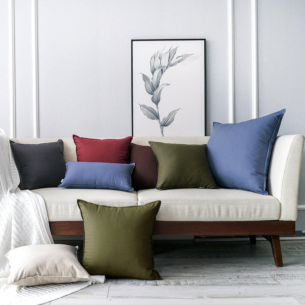 Cotton Linen Square Decorative Throw Pillow Case Cushion Cover with Twin Needles Stitch on Edge,for Wedding Party