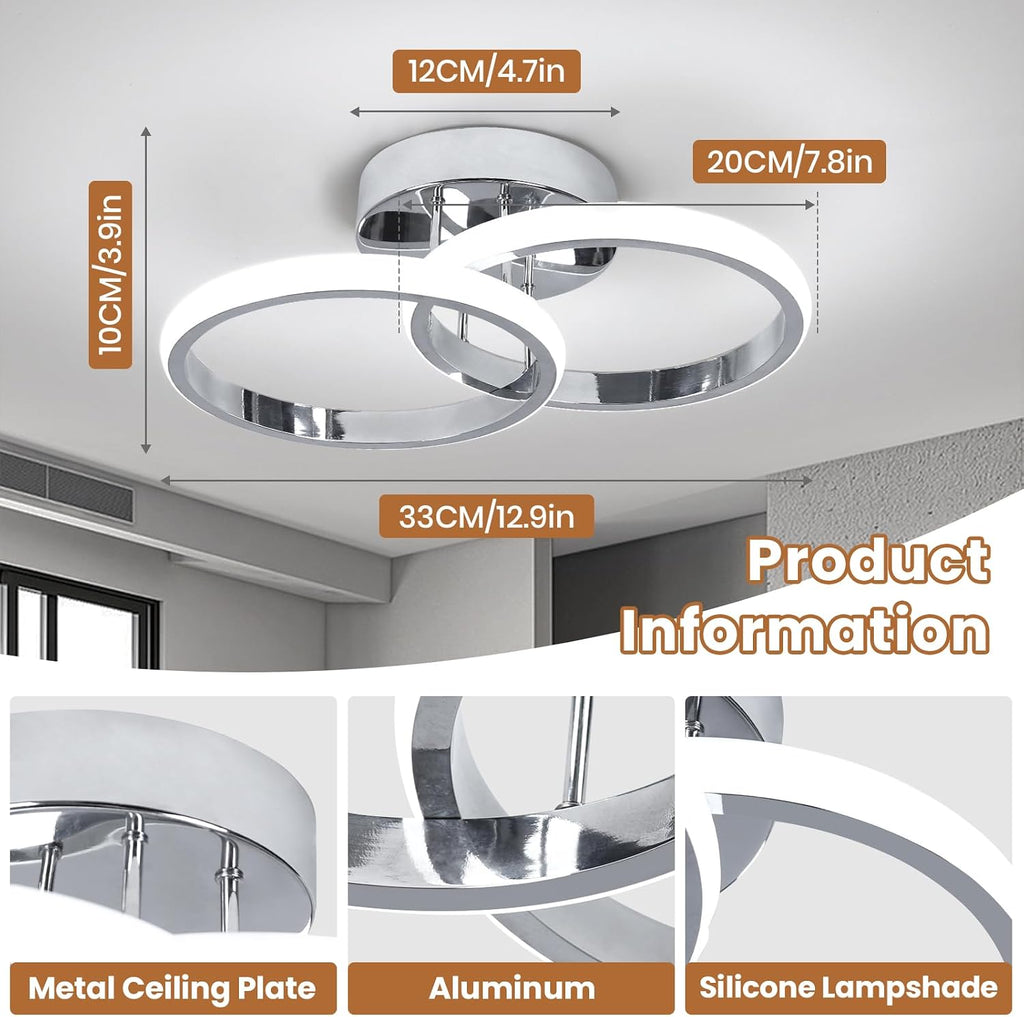 Round Modern Led Ceiling Light Fixtures, 6000K Cool White Hallway Light Fixtures Ceiling, Bathroom Close to Ceiling