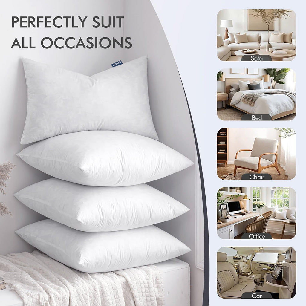26x26 Euro Pillow Inserts 2 Pack, Feather Mix Polyester Blend Pillows