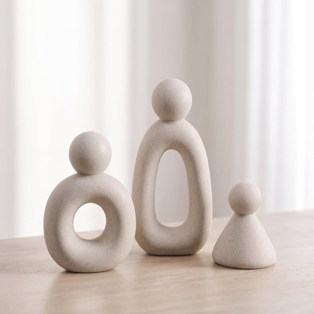 Abstract Family of 3 Figurines Modern Sculptures Home Decorative Accents TV Stand Decor Bookshelf Knick Knacks Gifts