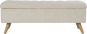 48" Modern Tufted Storage Bench - Textured Cream Fabric