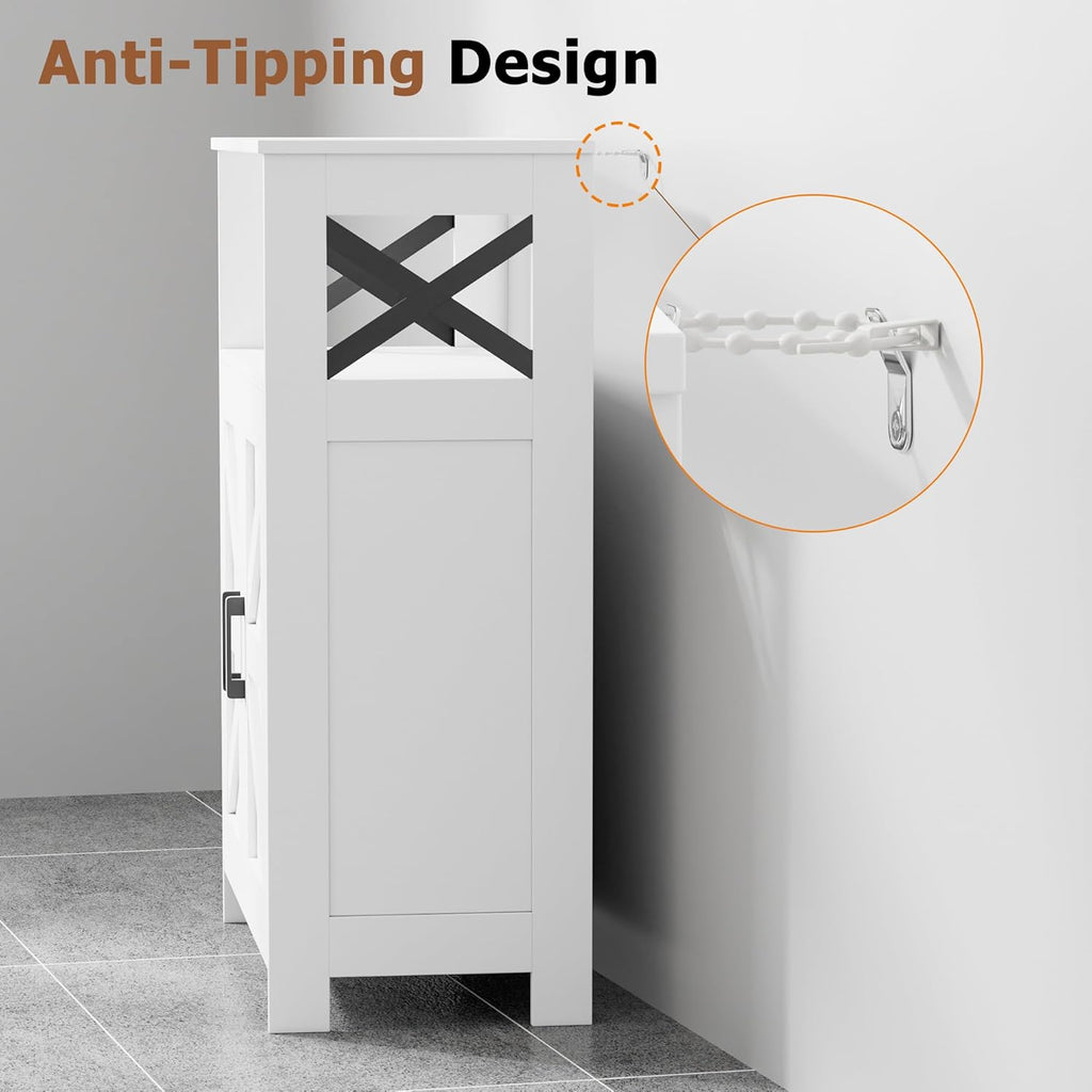 Farmhouse Bathroom Storage Cabinet with Doors, Small Floor Cabinet | Toilet Paper Cabinet with Adjustable Shelf