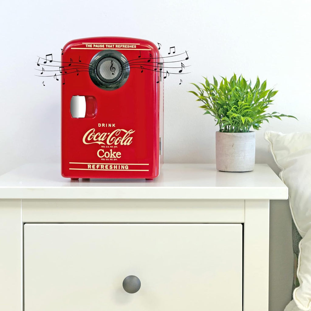 Mini Fridge Bluetooth - Portable Small Cooler for Bedroom Office Makeup Compact Beverage Chiller for Drink Soda Wine