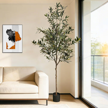 6ft Artificial Olive Tree Indoor, Realistic Fake Olive Tree with Lifelike Fruits, Faux Tall Plant Cafe Hotel