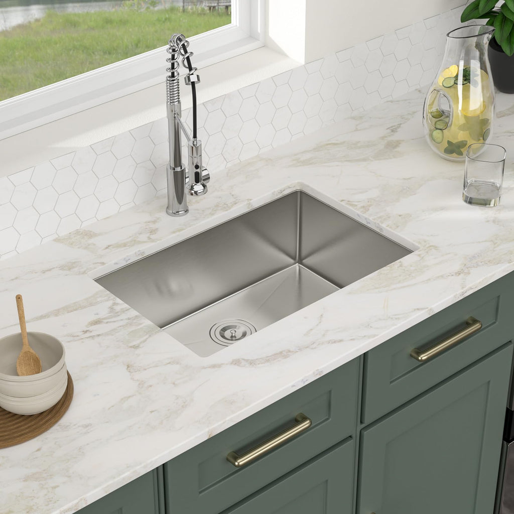 27 Inch Undermount 27x18 In Handmade Stainless Steel Kitchen Sinks 16 Gauge 9 Inch Deep Single Bowl Sinks 27x18x9