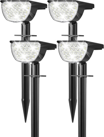 Solar Lights Outdoor Waterproof IP65, Solar Powered 76 LED 3 Lighting Modes Solar Spot Lights Outdoor for Yard Garden