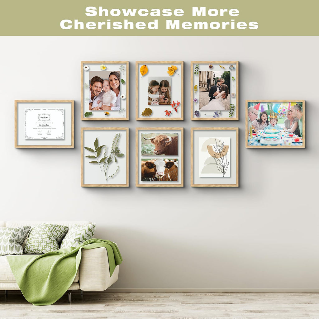 16x20 Floating Picture Frame - Natural Wood Solid Wood for Pressed Flower
