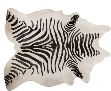 6' X 7' Zebra Stripe Black and White Natural Cowhide Area Rug