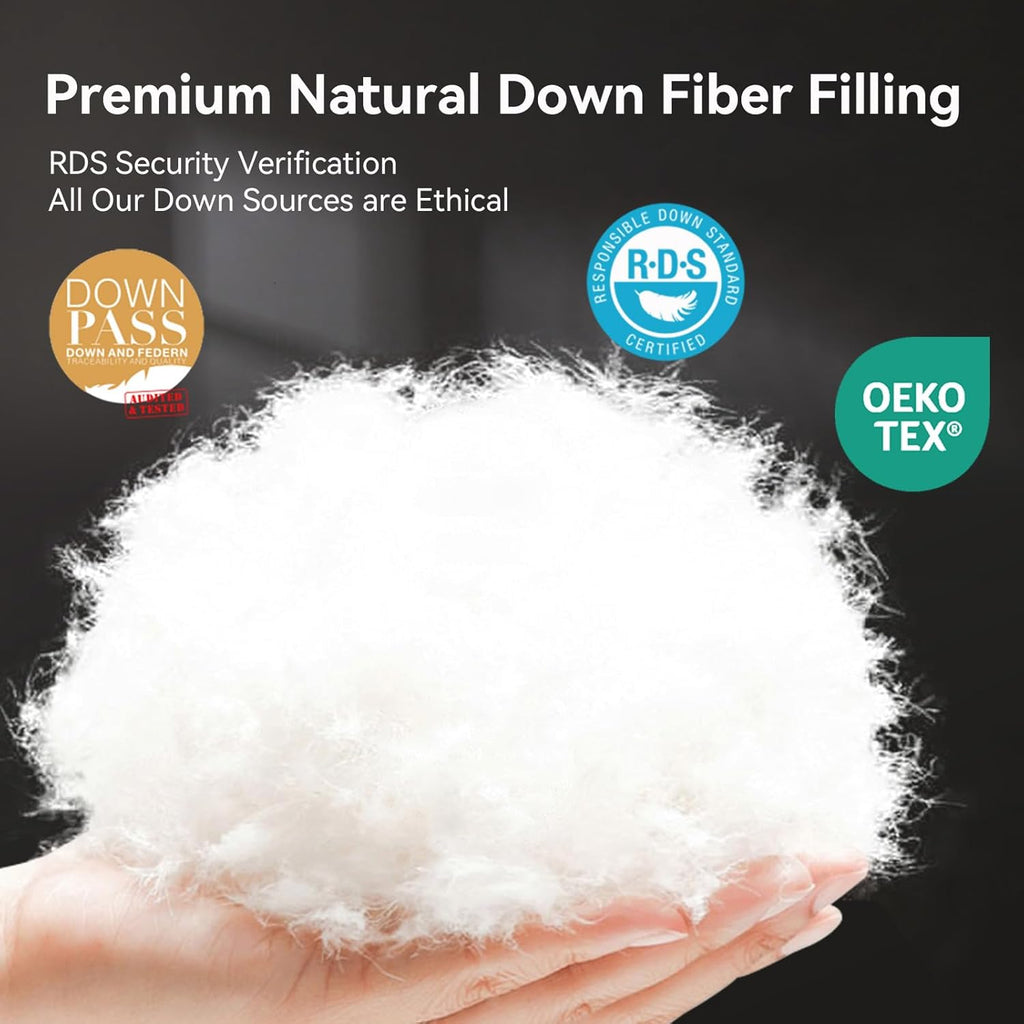 Goose Feather Down Fiber Comforter King, 100% Organic Cotton Fabric Duvet Insert,1200TC,750+FP, Hote