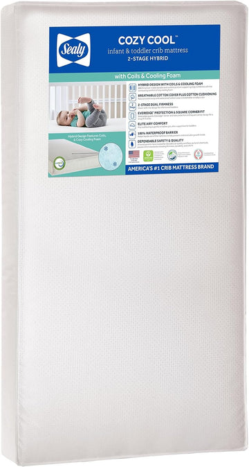 2 Stage Infant Crib Mattress Plus Toddler Bed Fit, Breathable, Cooling Foam Cotton Cover, Dual Firmness &