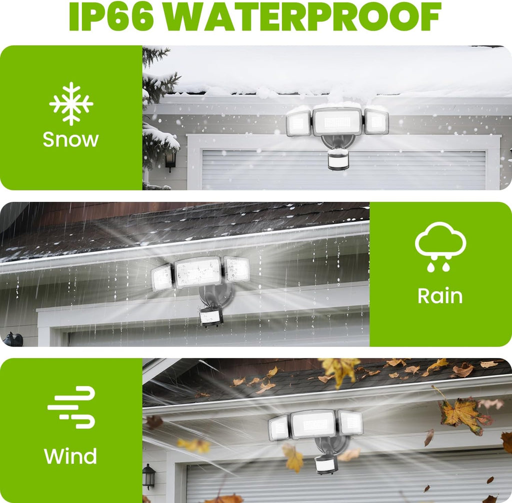 100W Flood Lights Outdoor, 9000LM LED Security Light Motion Sensor Outdoor Lights, 6500K Daylight LED Flood Light
