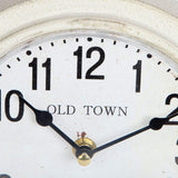 Lily's Home Antique Inspired Farmhouse Desk Or Mantel Clock, Battery Powered, Metal Body, Ivory