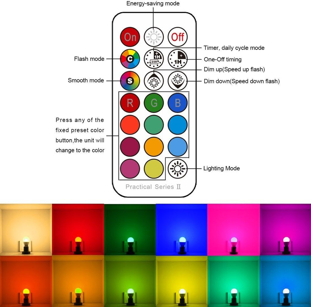 Par16 LED Light Bulbs 40 Watt Equivalent Color Changing E26 Screw Beam Angel 45°, 12 Colors Dimmable Warm White 2700K (Pack Of 8)