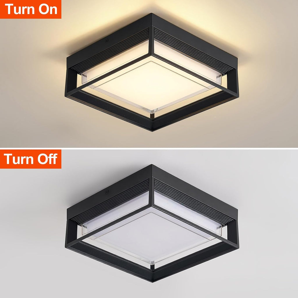 Square Flush Mount Outdoor LED Ceiling Light Fixture