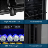 Beverage Refrigerator 180 Can, Black Beer Fridge with Glass Door, 3.2 Cu Ft Mini
