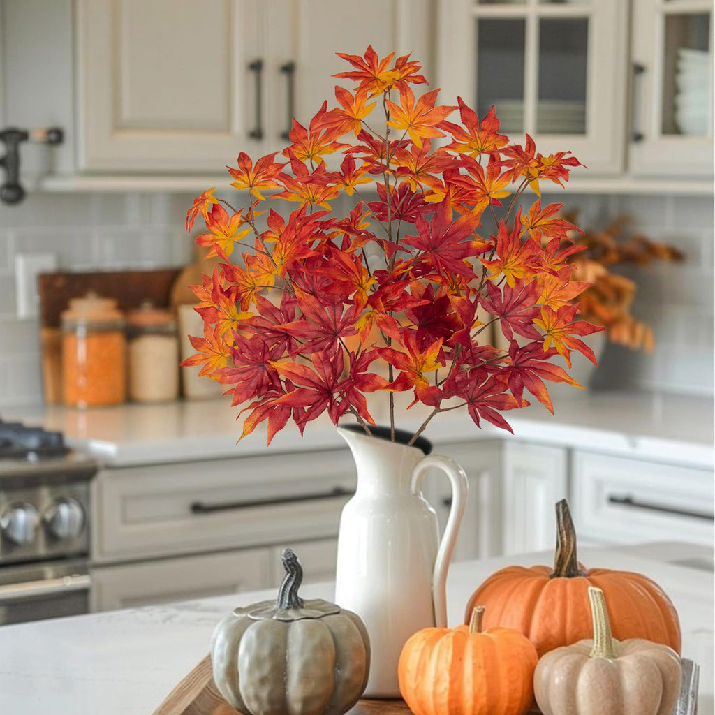 30 inch Artificial Maple Leaves Fake Maple Leaf Faux Fall Stem for Vase Fall Branches Floral Arrangement Autumn