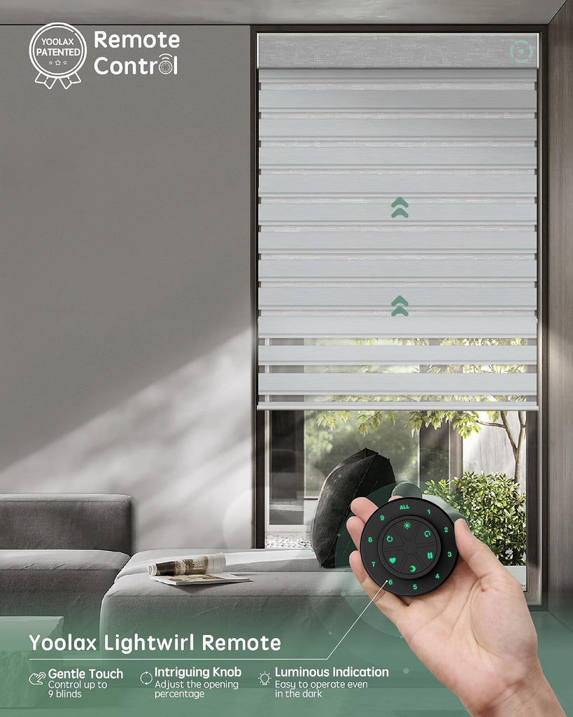 Smart Dual Roller Shades, Motorized Blinds with Remote Smart Zebra Shades Compatible with Alexa, Blackout & Room