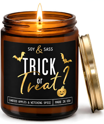 Halloween Candle - Trick or Treat, Winter Candy Apple Scent, Made in USA
