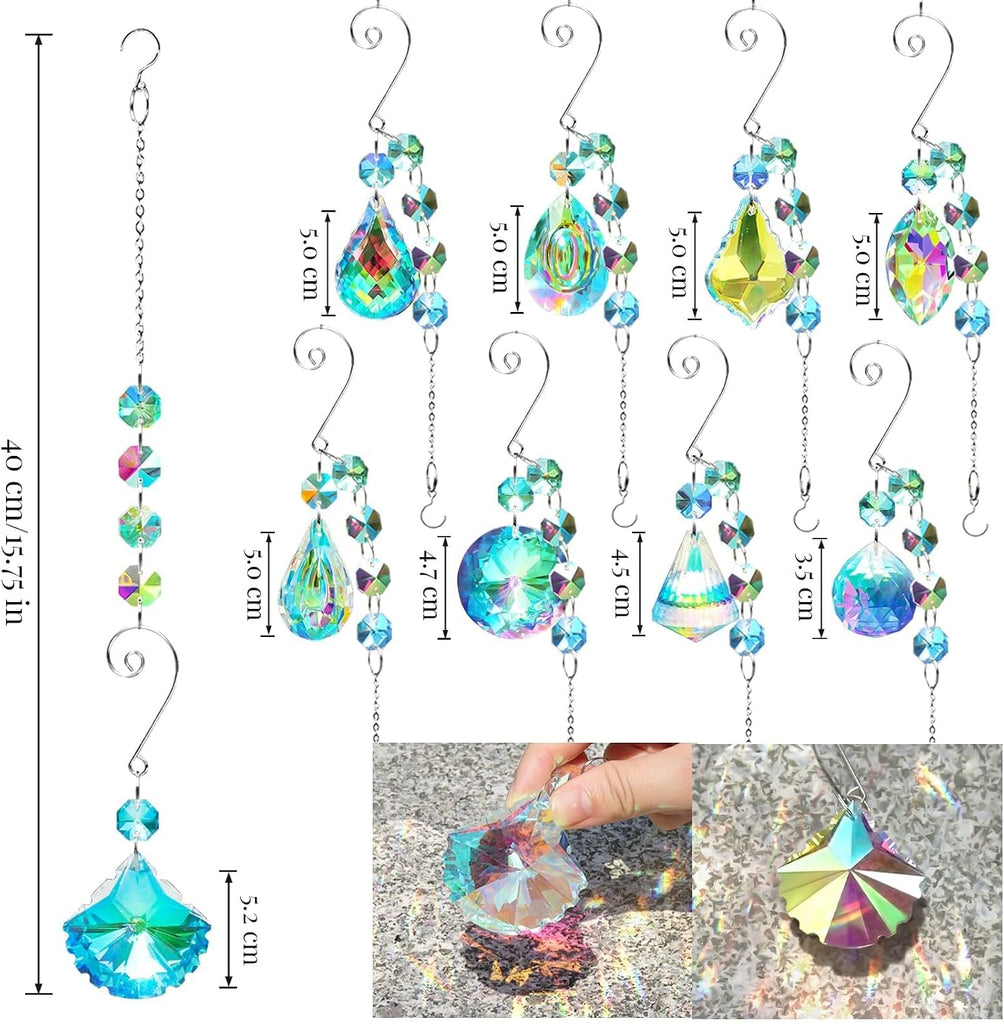 9 Pieces Sun Catchers Indoor Window Suncatcher Crystals Prisms with Chain Pendant Colorful Hanging Ornaments for