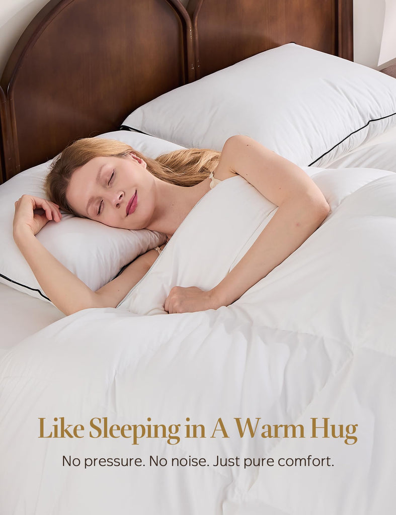 Goose Feather Down Fiber Comforter King Size, Fluffy Duvet Insert